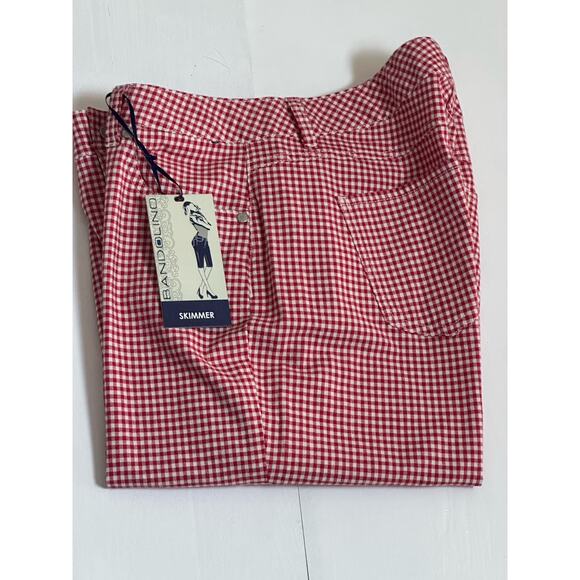 Bandolino Women’s Capri Skimmers Jeans Red & White Check Knees Skimmer Size 10 - Picture 10 of 16